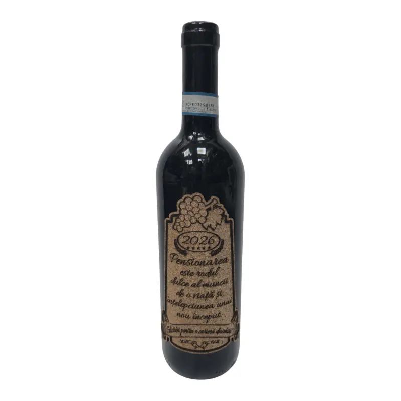 Pensionare, felicitari pentru o cariera deosebita, vin rosu cabernet sauvignon, demisec, 750ml, 13.5% alcool